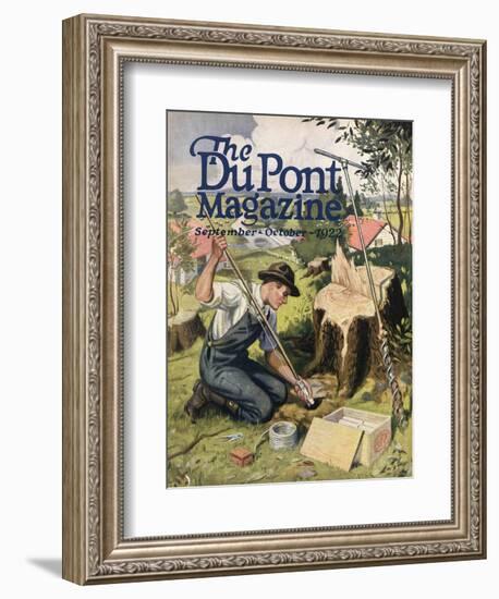 Farmer Planting Dupont Dynamite, Front Cover of the 'Dupont Magazine', September-October 1922-American School-Framed Giclee Print