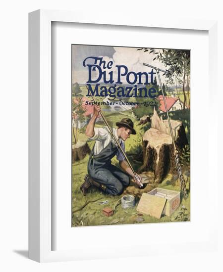 Farmer Planting Dupont Dynamite, Front Cover of the 'Dupont Magazine', September-October 1922-American School-Framed Giclee Print