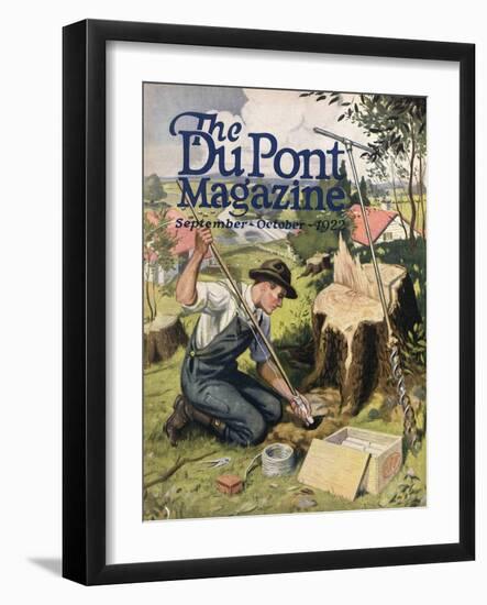 Farmer Planting Dupont Dynamite, Front Cover of the 'Dupont Magazine', September-October 1922-American School-Framed Giclee Print