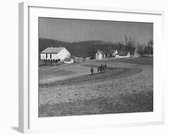 Farmer Plowing Field at "Shadwell", Birthplace of Thomas Jefferson-Alfred Eisenstaedt-Framed Photographic Print