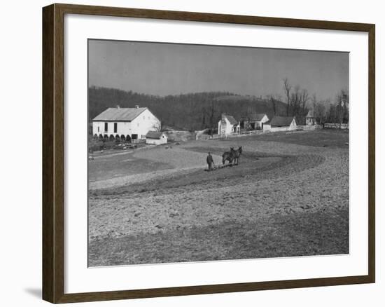 Farmer Plowing Field at "Shadwell", Birthplace of Thomas Jefferson-Alfred Eisenstaedt-Framed Photographic Print