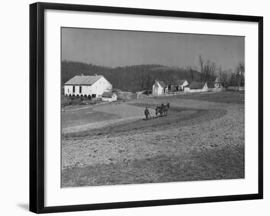 Farmer Plowing Field at "Shadwell", Birthplace of Thomas Jefferson-Alfred Eisenstaedt-Framed Photographic Print