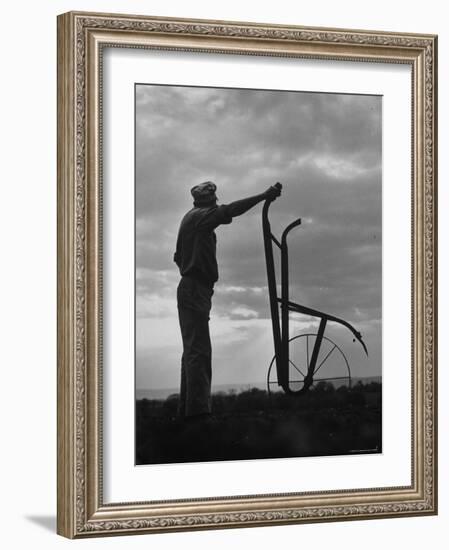 Farmer Plowing the Fields-Ed Clark-Framed Photographic Print