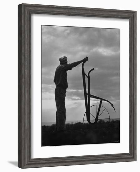 Farmer Plowing the Fields-Ed Clark-Framed Photographic Print