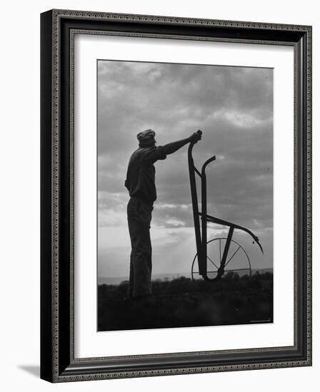 Farmer Plowing the Fields-Ed Clark-Framed Photographic Print