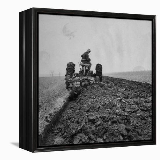 Farmer Plowing with a Tractor on an Iowa Farm-Gordon Parks-Framed Premier Image Canvas