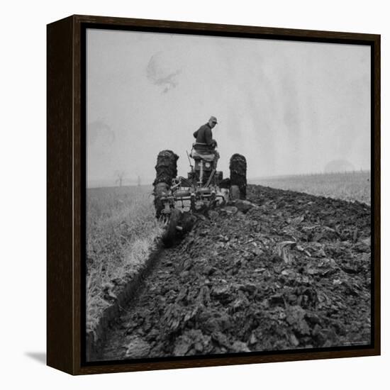 Farmer Plowing with a Tractor on an Iowa Farm-Gordon Parks-Framed Premier Image Canvas