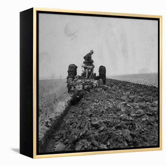 Farmer Plowing with a Tractor on an Iowa Farm-Gordon Parks-Framed Premier Image Canvas