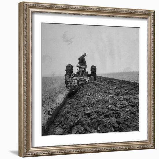 Farmer Plowing with a Tractor on an Iowa Farm-Gordon Parks-Framed Photographic Print