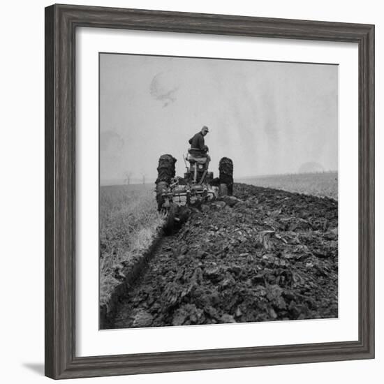 Farmer Plowing with a Tractor on an Iowa Farm-Gordon Parks-Framed Photographic Print