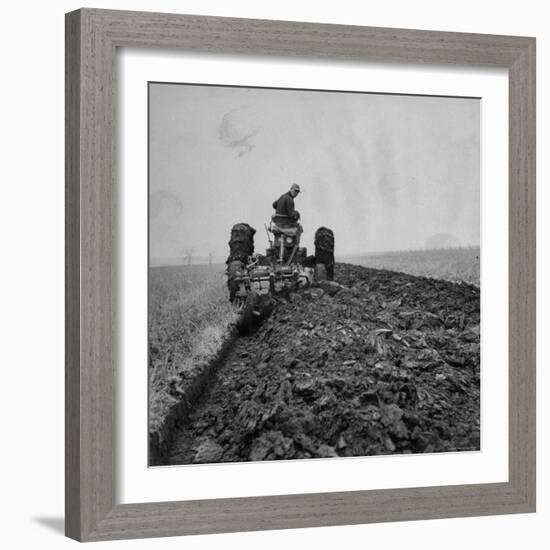 Farmer Plowing with a Tractor on an Iowa Farm-Gordon Parks-Framed Photographic Print