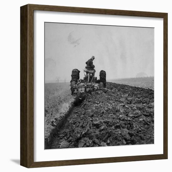 Farmer Plowing with a Tractor on an Iowa Farm-Gordon Parks-Framed Photographic Print