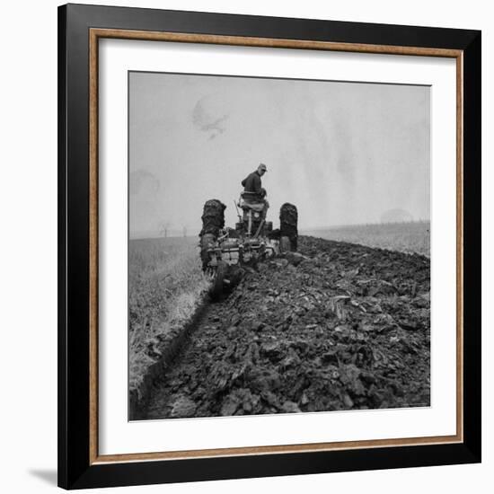 Farmer Plowing with a Tractor on an Iowa Farm-Gordon Parks-Framed Photographic Print