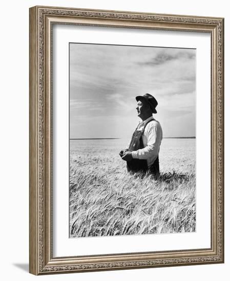 Farmer Posing in His Wheat Field-Ed Clark-Framed Photographic Print