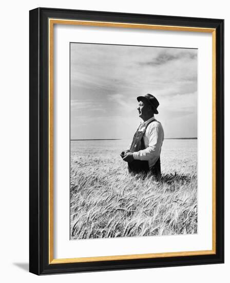 Farmer Posing in His Wheat Field-Ed Clark-Framed Photographic Print