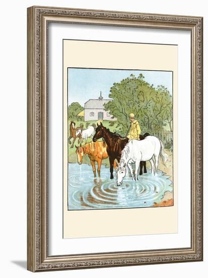 Farmer's Boy Waters His Horses-Randolph Caldecott-Framed Art Print