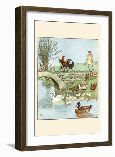 Farmer's Boys Leads the Chickens and Ducks-Randolph Caldecott-Framed Premium Giclee Print