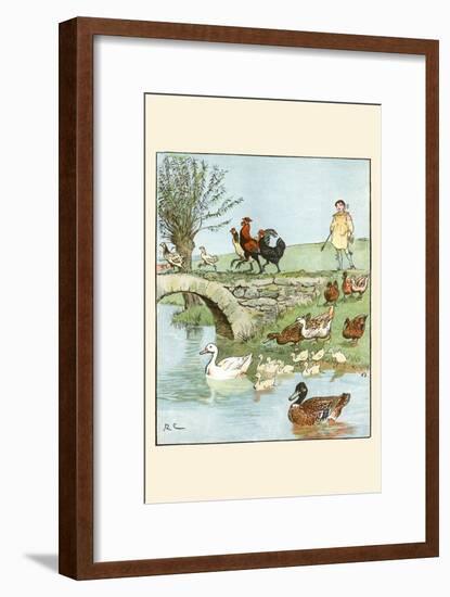 Farmer's Boys Leads the Chickens and Ducks-Randolph Caldecott-Framed Premium Giclee Print