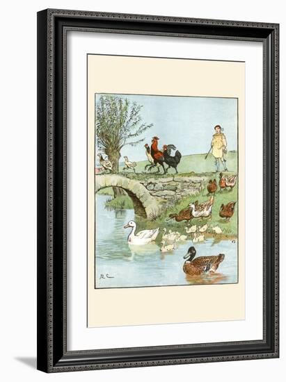 Farmer's Boys Leads the Chickens and Ducks-Randolph Caldecott-Framed Premium Giclee Print