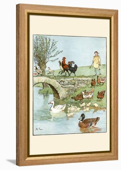 Farmer's Boys Leads the Chickens and Ducks-Randolph Caldecott-Framed Stretched Canvas