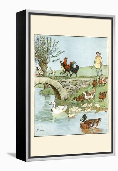 Farmer's Boys Leads the Chickens and Ducks-Randolph Caldecott-Framed Stretched Canvas