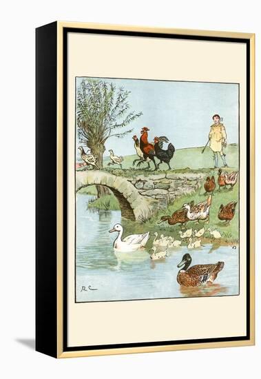 Farmer's Boys Leads the Chickens and Ducks-Randolph Caldecott-Framed Stretched Canvas