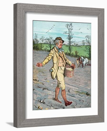 Farmer Sowing Seed Broadcast, 1881-Randolph Caldecott-Framed Giclee Print