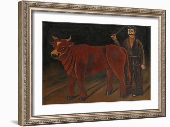 Farmer with Bull, 1916-Niko Pirosmani-Framed Giclee Print