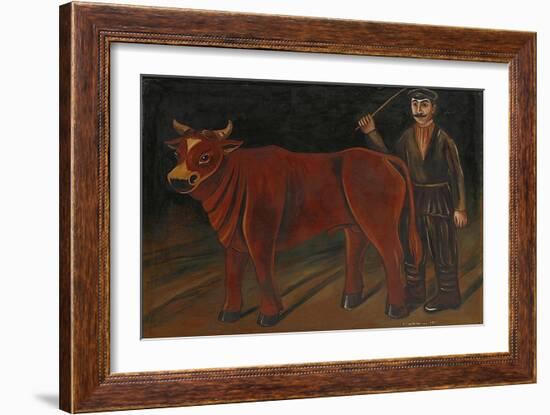 Farmer with Bull, 1916-Niko Pirosmani-Framed Giclee Print