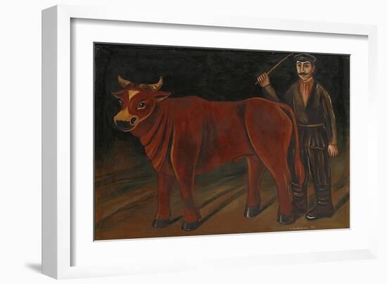 Farmer with Bull, 1916-Niko Pirosmani-Framed Giclee Print