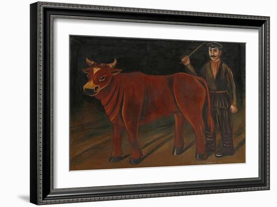 Farmer with Bull, 1916-Niko Pirosmani-Framed Giclee Print