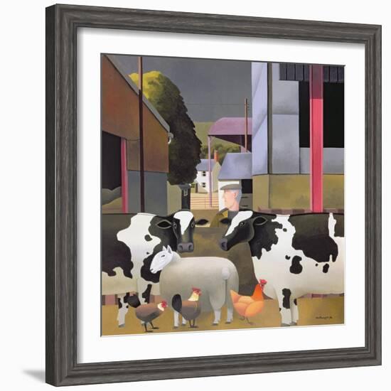 Farmer with Cows, 1992-Reg Cartwright-Framed Giclee Print