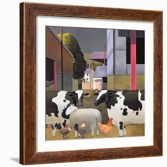 Farmer with Cows, 1992-Reg Cartwright-Framed Giclee Print