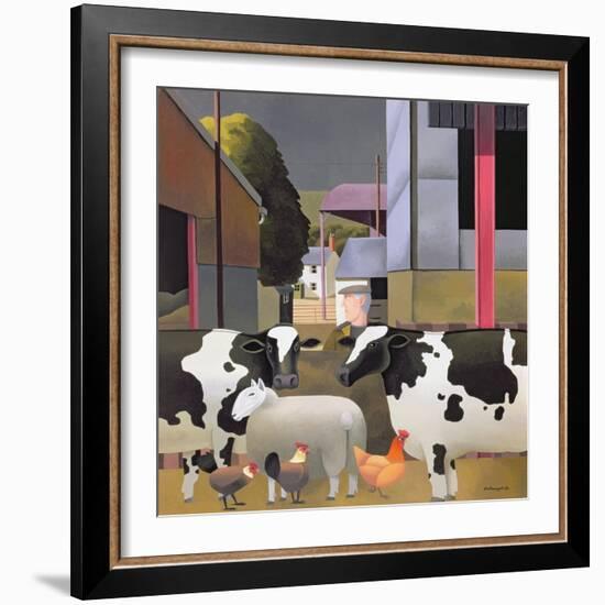 Farmer with Cows, 1992-Reg Cartwright-Framed Giclee Print