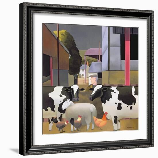 Farmer with Cows, 1992-Reg Cartwright-Framed Giclee Print