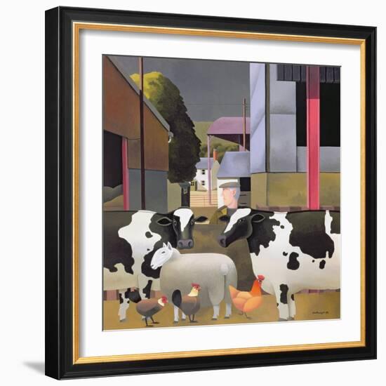 Farmer with Cows, 1992-Reg Cartwright-Framed Giclee Print