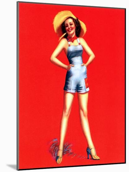 "Farmerette" 1950s Pin-Up  Girl by Billy Devorss-Piddix-Mounted Art Print