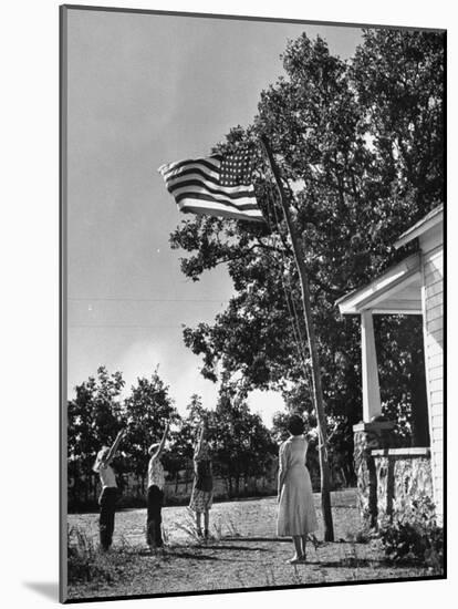 Farmers Family Saluting the Us Flag, During the Drought in Central and South Missouri-John Dominis-Mounted Photographic Print
