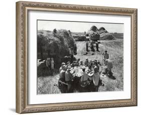 Farmers Having Lunch Brought and Served by Wives During Harvest of Spring Wheat in Wheat Farm-Gordon Coster-Framed Photographic Print