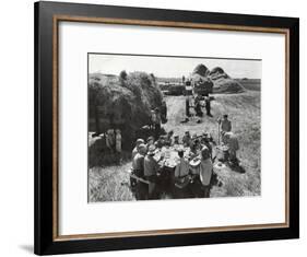 Farmers Having Lunch Brought and Served by Wives During Harvest of Spring Wheat in Wheat Farm-Gordon Coster-Framed Photographic Print