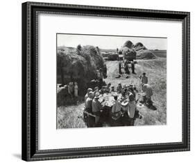 Farmers Having Lunch Brought and Served by Wives During Harvest of Spring Wheat in Wheat Farm-Gordon Coster-Framed Photographic Print