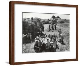 Farmers Having Lunch Brought and Served by Wives During Harvest of Spring Wheat in Wheat Farm-Gordon Coster-Framed Photographic Print