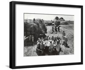 Farmers Having Lunch Brought and Served by Wives During Harvest of Spring Wheat in Wheat Farm-Gordon Coster-Framed Photographic Print