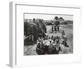 Farmers Having Lunch Brought and Served by Wives During Harvest of Spring Wheat in Wheat Farm-Gordon Coster-Framed Photographic Print