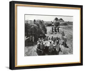 Farmers Having Lunch Brought and Served by Wives During Harvest of Spring Wheat in Wheat Farm-Gordon Coster-Framed Photographic Print