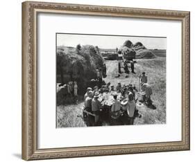 Farmers Having Lunch Brought and Served by Wives During Harvest of Spring Wheat in Wheat Farm-Gordon Coster-Framed Photographic Print