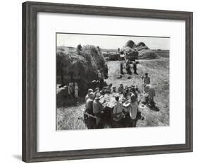 Farmers Having Lunch Brought and Served by Wives During Harvest of Spring Wheat in Wheat Farm-Gordon Coster-Framed Photographic Print