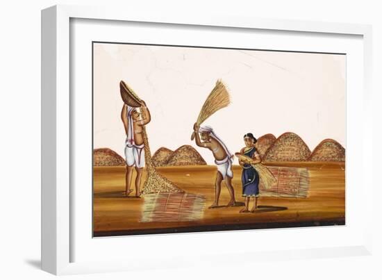 Farmers in a Field at a Time of Harvesting, from Thanjavur, India-null-Framed Giclee Print