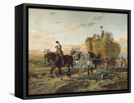 Farmers Returning from the Fields with Hay Wagon-null-Framed Premier Image Canvas