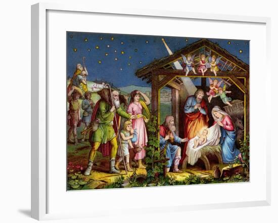 Farmers See Baby Jesus-null-Framed Art Print